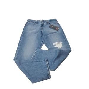 Sz 32 Levi's Women's Jeans Wedgie Straight High Rise Snug Blue Distressed $98 Rt